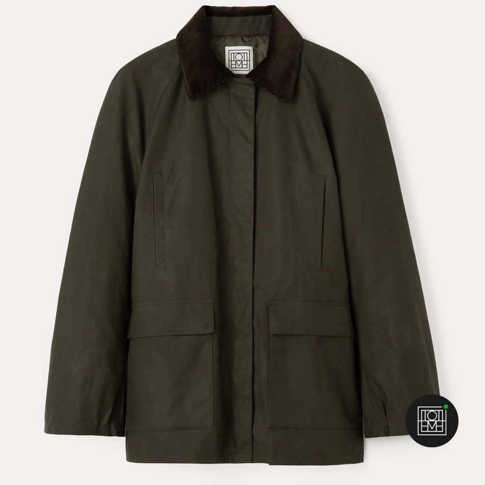 Toteme Olive Utility Jacket with Brown Collar